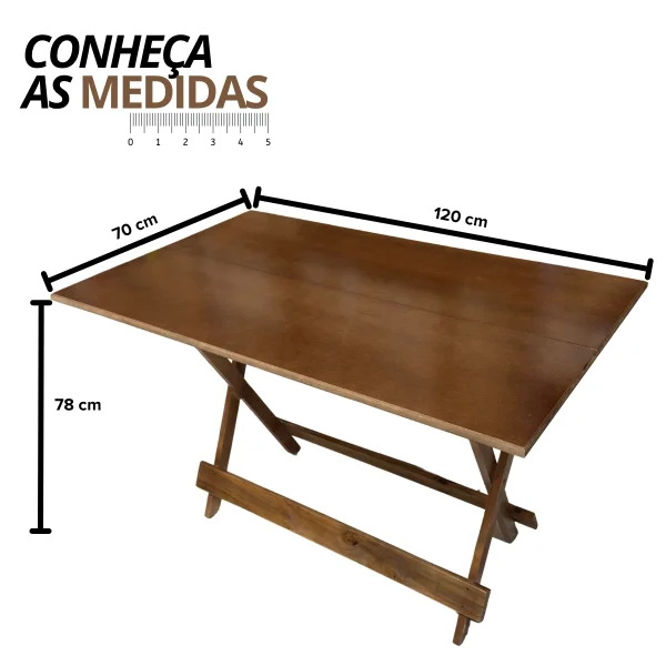 Conjunto Mesa de MDF 120x70 com 6 Cadeiras Dobráveis